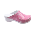 DINA Medical clogs with PU sole - pink with daisies