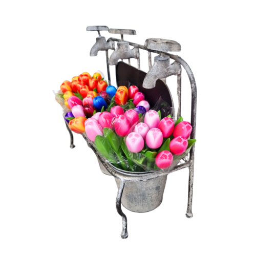 Display voor tulpenboeketjes 18cm - emmers onder de kraan
