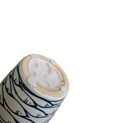 Keramieken Vaas met Delftsblauwe Visjes - 43cm hoog