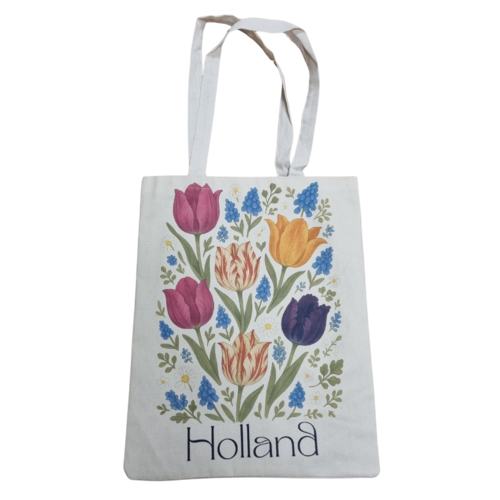Canvas bag red impression classic Tulips Holland
