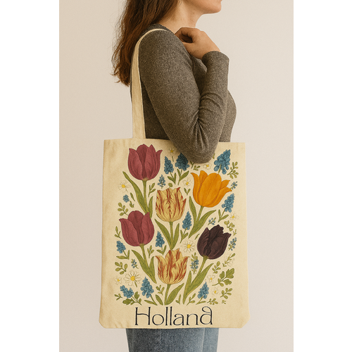 Canvas bag red impression classic Tulips Holland