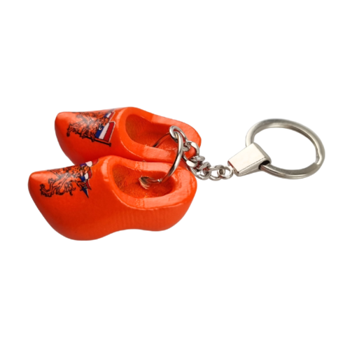 Woodenshoe keyhanger 2 shoes orange lion