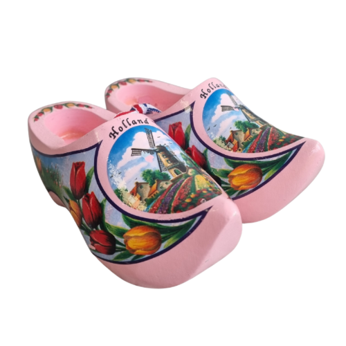 Souvenir klompenpaartje 10cm roze