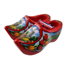 Souvenir klompenpaartje 10cm rood
