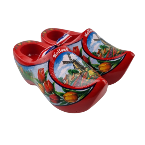 Souvenir klompenpaartje 10cm rood