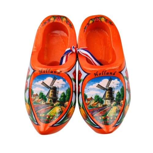 Souvenir klompenpaartje 10cm oranje