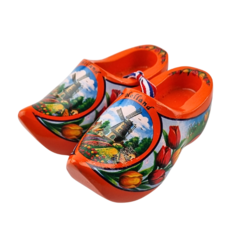Souvenir klompenpaartje 10cm oranje
