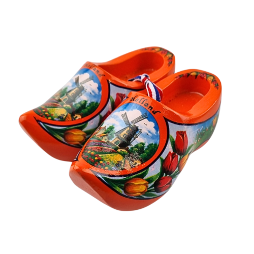 Souvenir klompenpaartje 10cm oranje