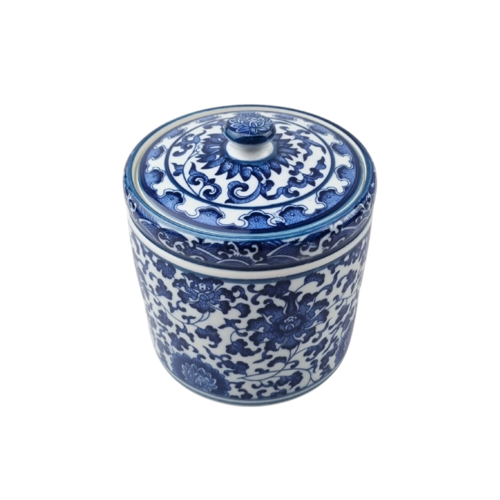 ceramic waffle can with lit - 15cm high
