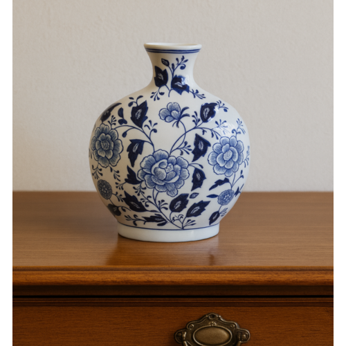 Delftsblauwe vaas bollend - 26cm hoog