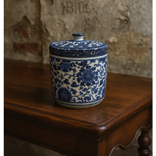 ceramic waffle can with lit - 15cm high