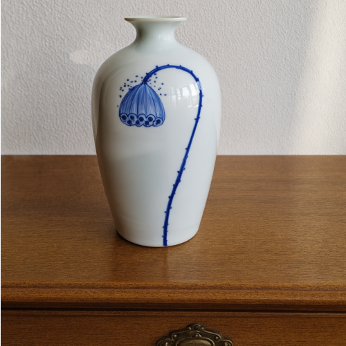 Keramieken Kruik met één bloem - 33cm hoog