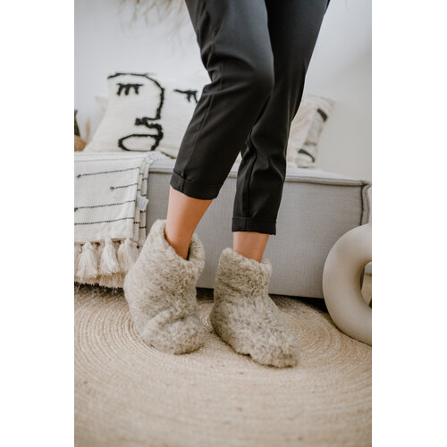 DINA slippers wool 100% natural Grey - high model