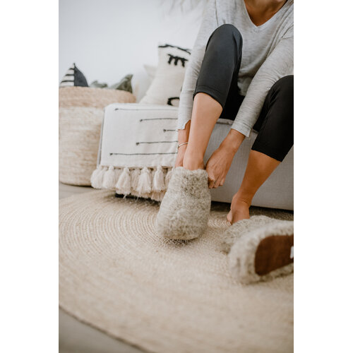 DINA slippers wool 100% natural Grey - high model