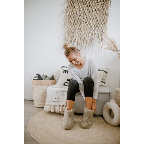 DINA slippers wool 100% natural antracite   - Copy