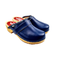 DINA Swedish leather clogs navy blue