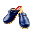 DINA Swedish leather clogs navy blue