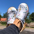 DINA Zweedse klompen wit met bloemetjes