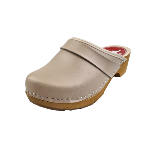DINA Swedish leather clogs beige creme