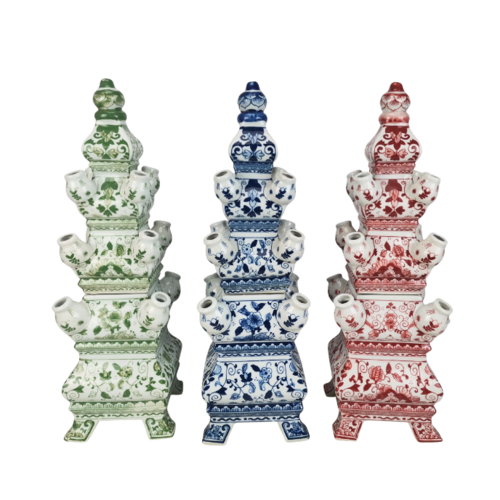 Piramide tulpenvaas 2-delig 45cm hoog (3 kleuren voorradig)