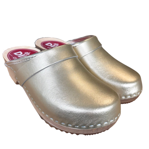 DINA Swedish leather clogs Gold