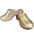 DINA Swedish leather clogs Gold