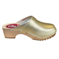 DINA Swedish leather clogs Gold
