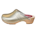 DINA Swedish leather clogs Gold