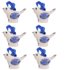 Delftsblauw ornament roodborstje - 8cm