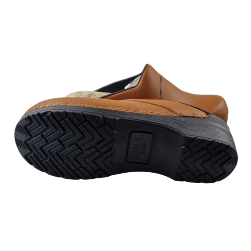 DINA Medical clogs with PU sole - Work Clogs with PU sole - Cognac with black sole