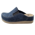 DINA PU clogs  -  with elastic - nubuck blue
