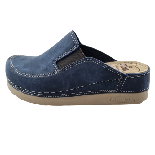 DINA PU clogs  -  with elastic - nubuck blue