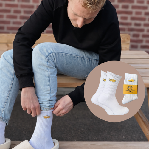 Socks white - woodenshoe embroidery - Traa Merch
