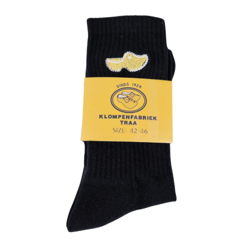 sokken zwart - klompje geborduurd - Traa Merch