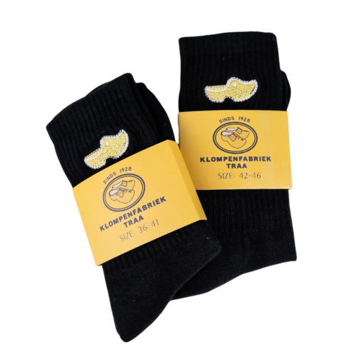 Socks black - woodenshoe embroidery - Traa Merch