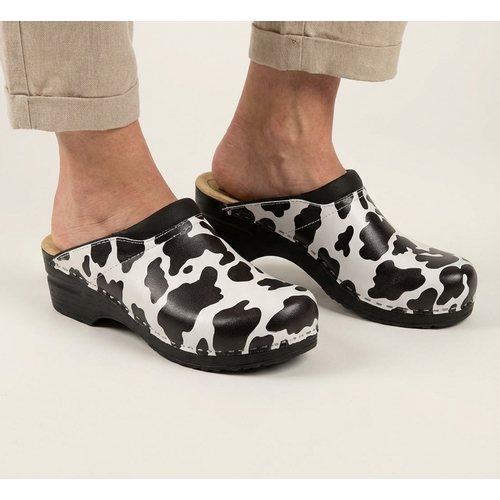 DINA Medical clogs - cow print black sole - Dina