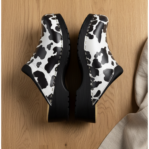 DINA Medical clogs - cow print black sole - Dina
