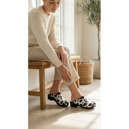 DINA Medical clogs - cow print black sole - Dina