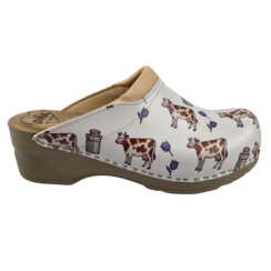 Medical clogs - brown cow tulip can - Dina