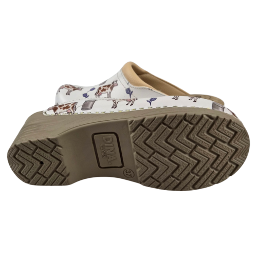 DINA Medical clogs - brown cow tulip can - Dina
