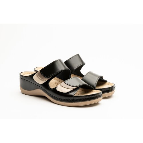 Leon Footwear Sandalen met klitteband  en antislip nop in zool - zwart