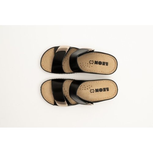 Leon Footwear Sandals with Velcro and anti-slip studs in the sole - black