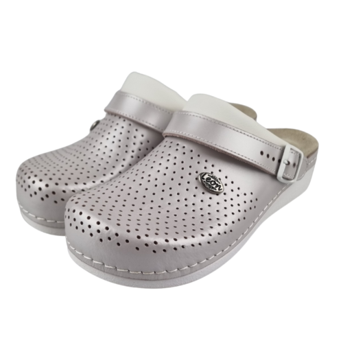 Leon Footwear Medische klompen met uitneembare zool  en antislip nop in zool - Parel pink