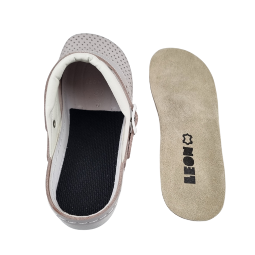 Leon Footwear Medical clogs with removable sole and anti-slip stud in sole - Pearl pink