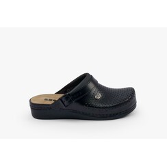Medical clogs with removable sole and anti-slip stud in sole - black