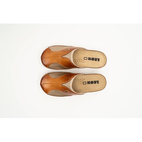 Leon Footwear clogs with non-slip sole and elastic sides - comfortable for hallux valgus - color golden brown