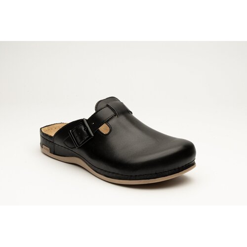 Leon Footwear Men's slip-on clog in sizes 41 to 47 - with anti-slip stud - black