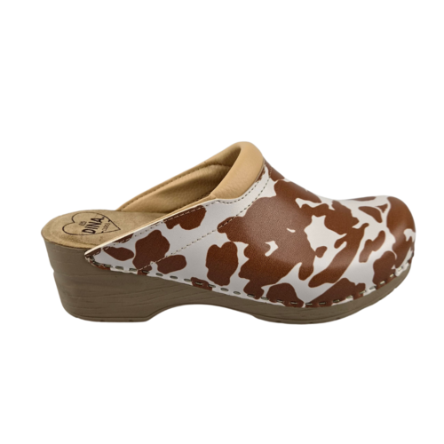 DINA Medische klompen - beige koeienprint met beige zool - Dina