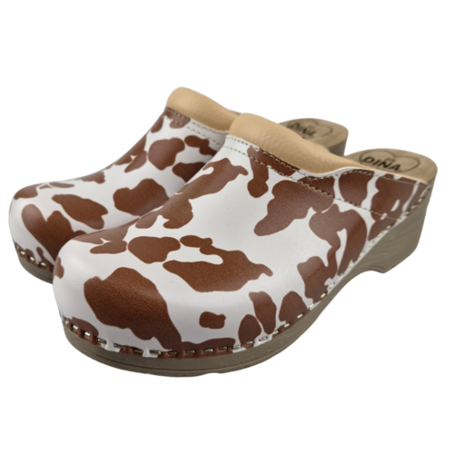 DINA Medical clogs - beige cow print with beige sole - Dina