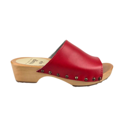 Dina Wooden sandals Red with studs